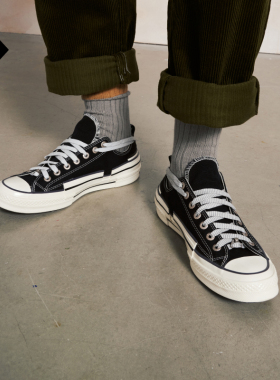 CONVERSE匡威 Chuck 70 Hacked Heel夏季堆叠感帆布鞋黑色A07984C