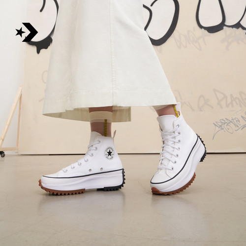 converse匡威厚底帆布小白鞋鞋