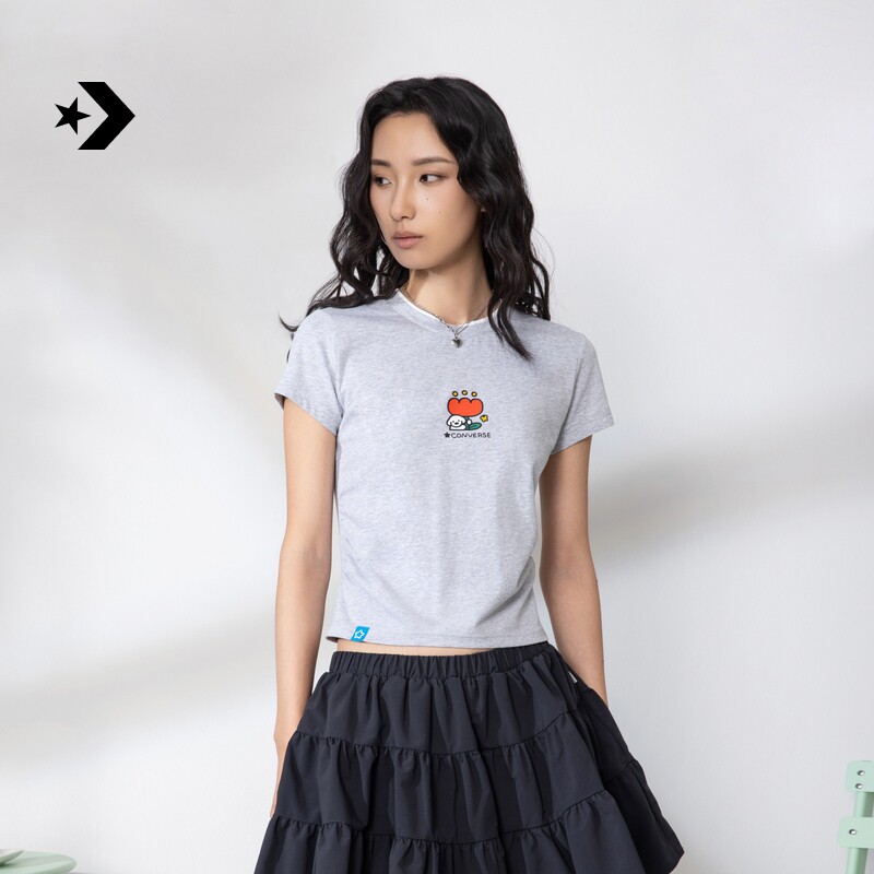匡威官方Converse x MATSUI联名夏季修身收腰短袖女T恤WCK173