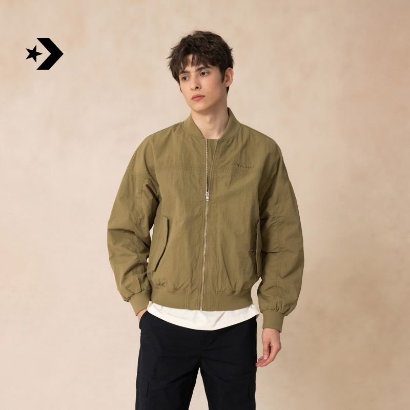 CONVERSE匡威官方 新品男刺绣LOGO微皱尼龙工装风外套MCH640