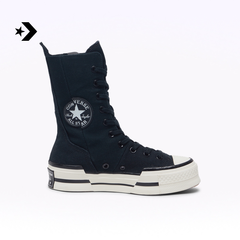 CONVERSE匡威官方 Chuck 70 Plus加高款高帮休闲板鞋黑色A10361C