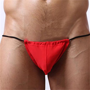 受 T字裤 纯棉性感单丁低腰囊带透气夜店酒吧表演健身提臀内裤 男士