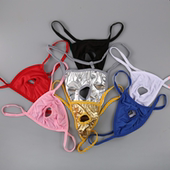 低腰网纱内裤 性感露洞丁字裤 开口舞台情趣T裤 男士 单丁字裤 男gay攻