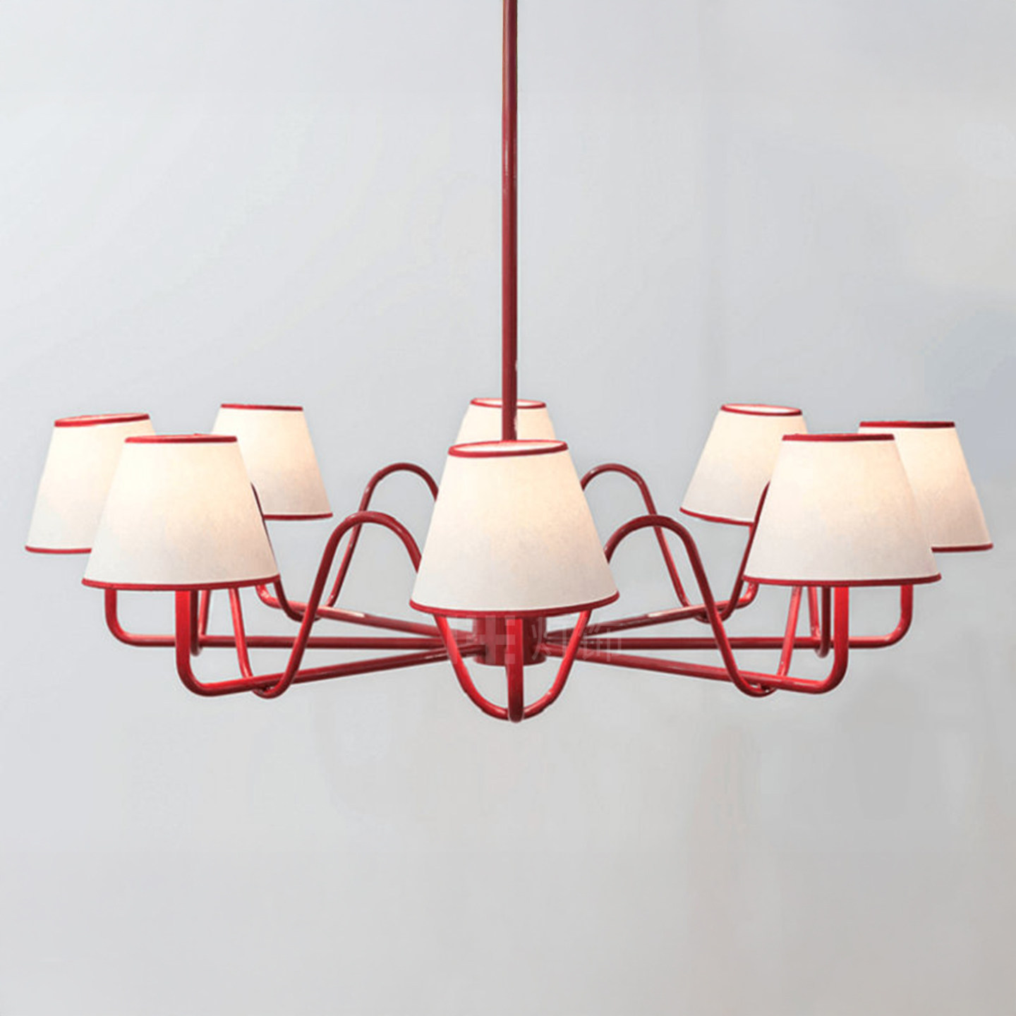 美式现代简约铁艺吊灯客厅餐厅灯具北欧卧室样板房多头吊灯布艺灯