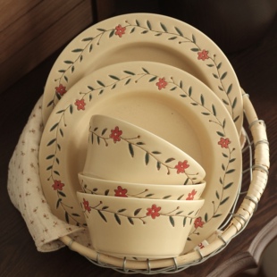 胡桃集市日式 复古哑光奶黄色餐具早餐盘甜品盘意面盘水果盘沙拉盘