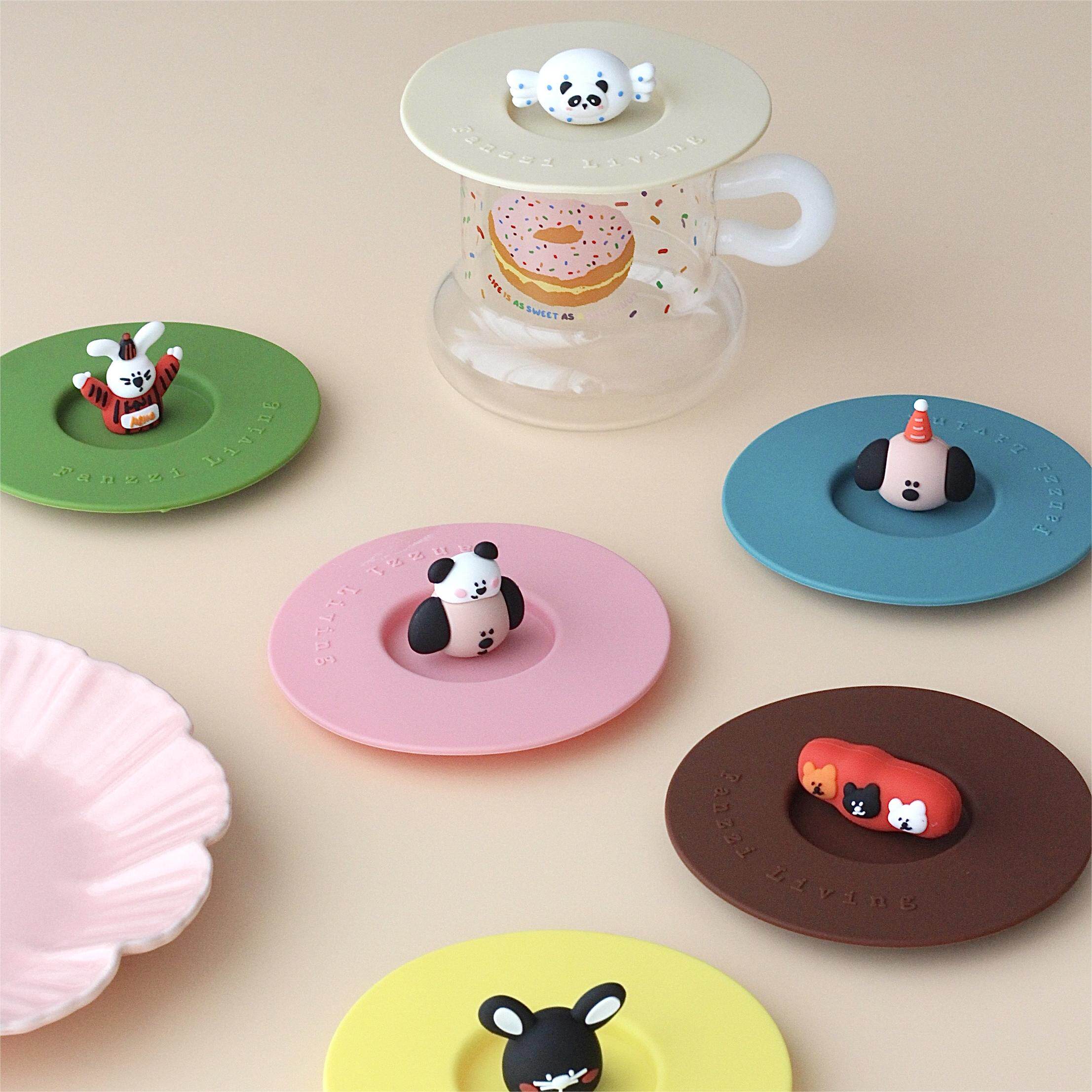 胡桃集市 可爱硅胶杯盖马克杯盖食品级大口径防尘盖子卡通万能盖