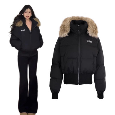 黑色棉服女冬季2025新款