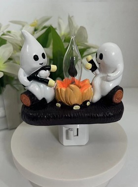 跨境 Ghost Campfire Flickering Nightligh万圣节幽灵小夜灯装饰