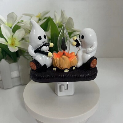 跨境 Ghost Campfire Flickering Nightligh万圣节幽灵小夜灯装饰
