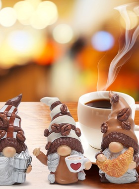 跨境新品3PCS桌面装饰家居摆件 咖啡侏儒装饰咖啡