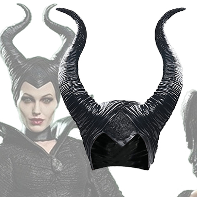 沉睡魔咒Maleficent牛角头套扮演