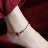 珠砂手工平安扣时尚 气质百搭脚链带证礼盒礼物