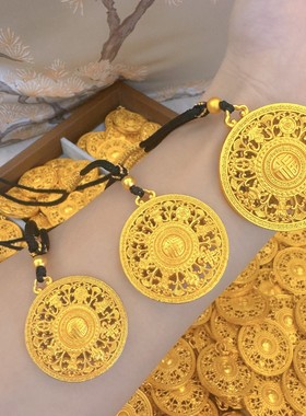 铜合金项链 703镀K金金店同款盘龙绳万字八宝罗盘毛衣链项链