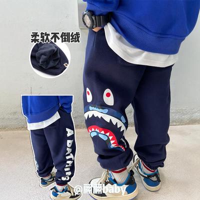 大嘴巴加绒柔软休闲运动长裤