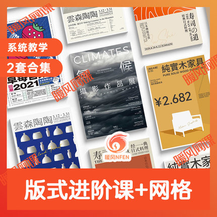 版式设计进阶系统教程 /版式+网格实战班书籍海报名片网页课程
