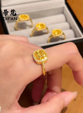 新款沙金爆闪拉丝小方糖戒指女2025年轻奢高级感时尚食指戒指环