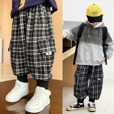 超帅气男童加绒炸街裤子校园神裤