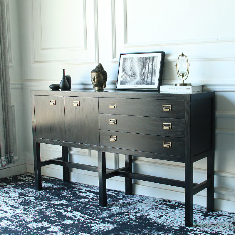 北欧轻奢诧寂红橡木实木边柜客厅餐边柜储物收纳柜黑色门厅玄关柜,住宅家具,门厅/玄关柜/玄关架,淘宝优惠券,粉丝福利购,淘宝优惠卷