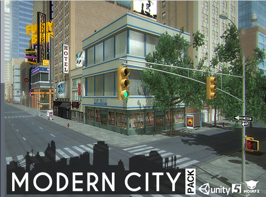 Unity3d场景模型现代城市街道建筑都市城市漫游拼接夜景U3D室内