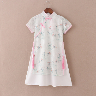 女童连衣裙夏季高级感2025新款大童中式汉服旗袍裙儿童国风公主裙