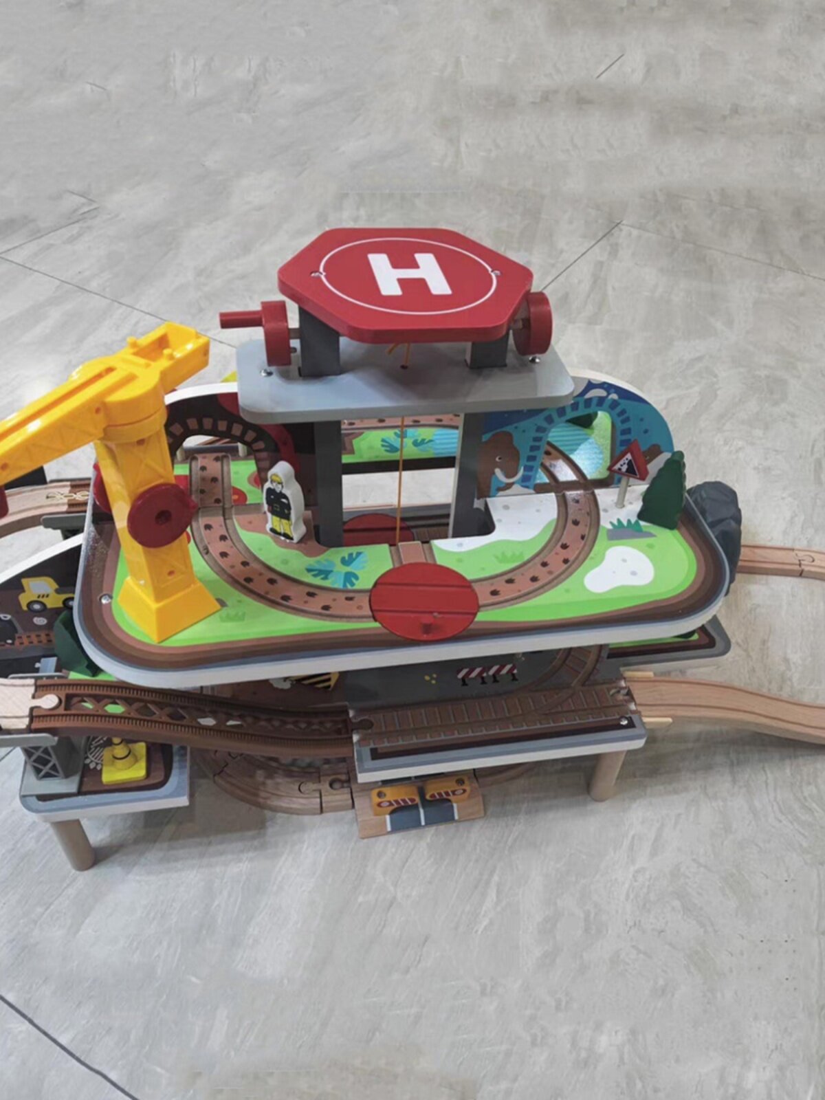 EXPORT LARGE WOODEN RAIL CAR TOY WOODEN MINE TRACK SMALL TRAIN CHILDRENS PARKING TOY GARAGE