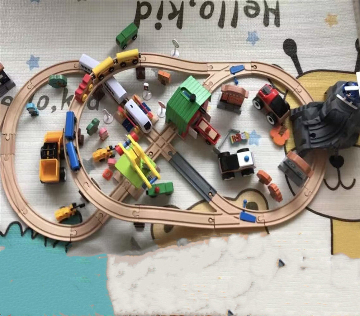 ELECTRIC HIGH-SPEED RAIL RAIL CAR REMOTE CONTROL BUILDING BLOCKS CHRISTMAS NEW YEAR GIFT DECOMPRESSION WOODEN BABY TOYS