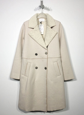 乔系列 D86012 时尚长款毛呢外套品牌女装折扣