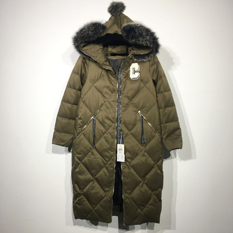 N系列 D86148 时尚真毛领羽绒服品牌女装折扣