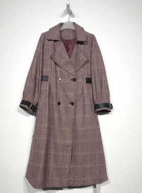 乔系列 D86015 时尚长款毛呢外套品牌女装折扣