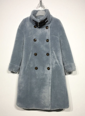 大HH系列 D94353 时尚长款颗粒绒外套品牌女装折扣