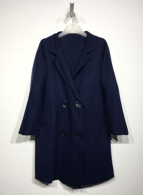 网红SS系列 D79873 时尚长款毛呢外套品牌女装折扣