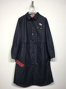 无图 沙旗下M系列 B82416 时尚牛仔风衣外套品牌女装折扣