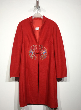 潮系列 D97156 时尚古风长款毛呢外套品牌女装折扣