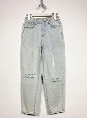 秋系列 D96176 时尚牛仔长裤品牌女装折扣