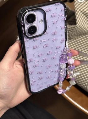 小众高级感韩国紫色玫瑰氛围感适用iphone16pro手机壳苹果17新款15创意14pro女17超火15promax防摔保护套透明