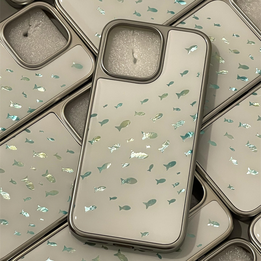 小众高级感电镀银滴胶鱼群适用iphone16pro手机壳苹果17新款15创意14pro女款17超火15promax防摔保护套小红书