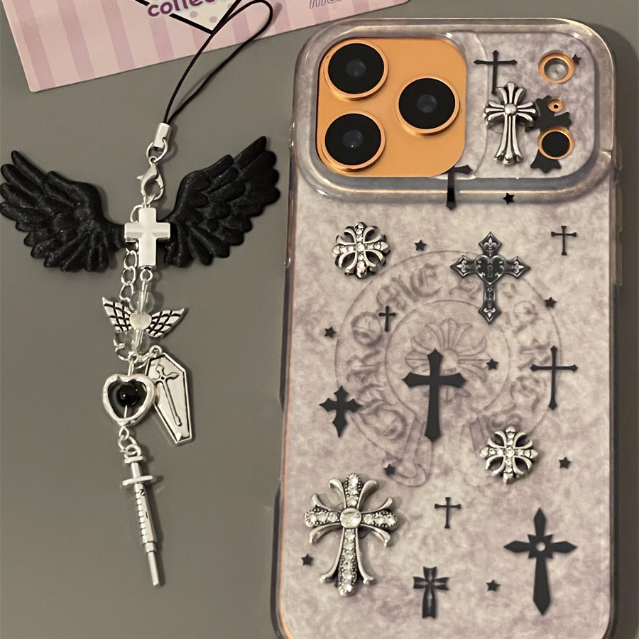 小众复古潮酷暗黑风哥特十字架适用iphone16pro手机壳苹果17新款15创意14pro女17超火15promax防摔保护套挂件