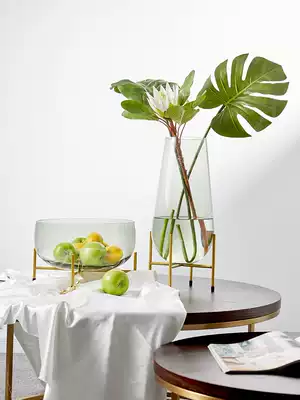 Giverny light luxury glass vase decoration Wrought iron bottom bracket flower vase living room hydroponic flower arrangement Hydroponic vase