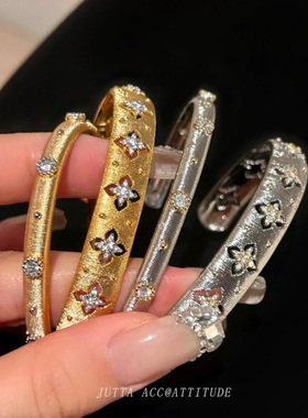 布契拉丝手镯女开口意大利手链高级感复古闪钻轻奢手饰叠戴宫廷风