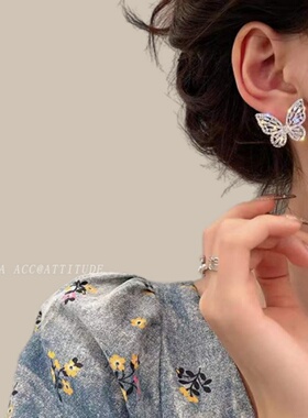 蝴蝶耳饰耳环女2026年新款潮春夏气质耳钉高级感轻奢耳夹网红爆款