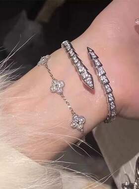 满钻蛇形手镯女锆石灵动高级感网红手饰手环欧美酷飒小众气质时尚