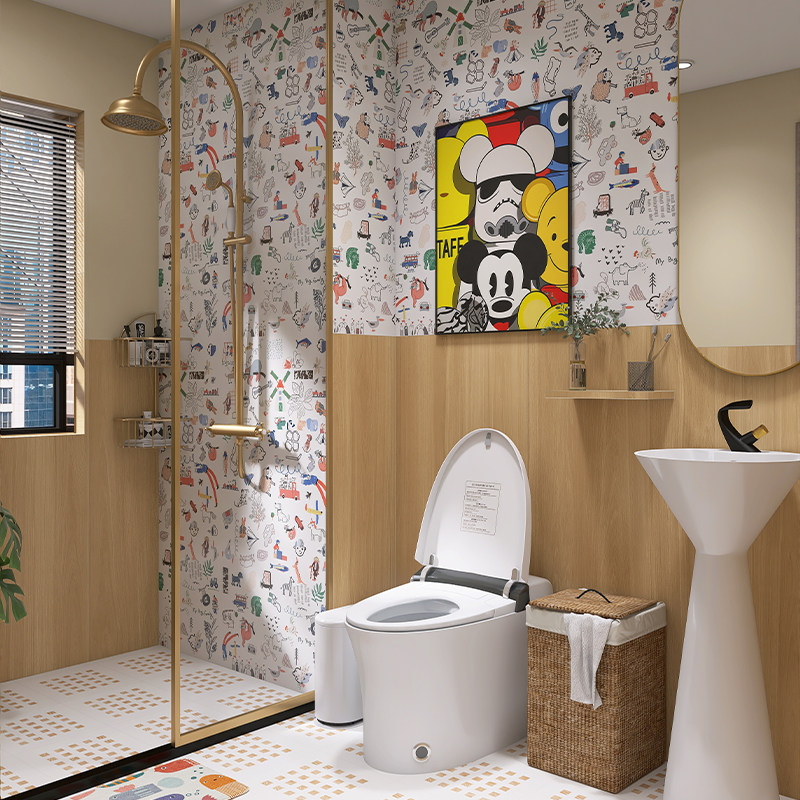 童趣卡通花砖600x1200 清新简约卫生间瓷砖厨房地砖浴室木纹墙砖