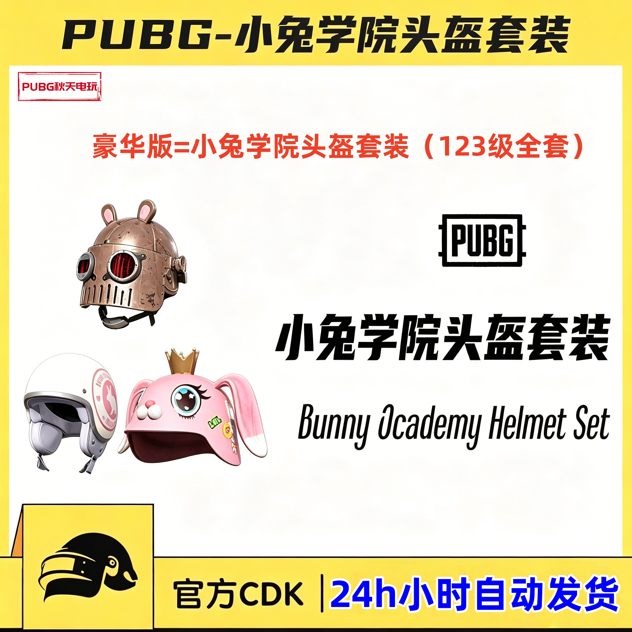 PUBG绝地求生皮肤小兔学院头盔套装二三级1级2级3级吃鸡CDK兑换码图片