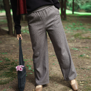 北京瓷片高端复古文艺人字纹松紧腰直筒裤 晓云同梦 022 G25D