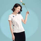 瓷片高端复古温婉文艺修身 玉兰 型改良旗袍上衣 074 G18S