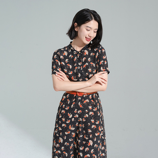 浅墨留芳 065 瓷片高端文艺设计师原创真丝连衣裙 G22S