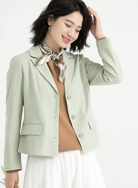 G24C-013【云翠】瓷片高端复古文艺设计师原创羊毛西装短外套