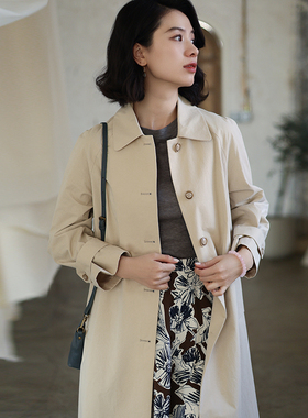 G25C-005【花间酌酒】瓷片高端复古文艺经典棉质中长款风衣