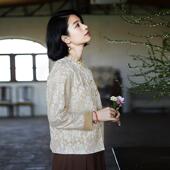 瓷片高端复古文艺中式 雪中春信 国风提花上衣风衣 002 G25C