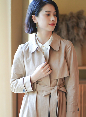 G22Q-024【长门落月】瓷片高端复古文艺设计师原创棉斜纹通勤风衣